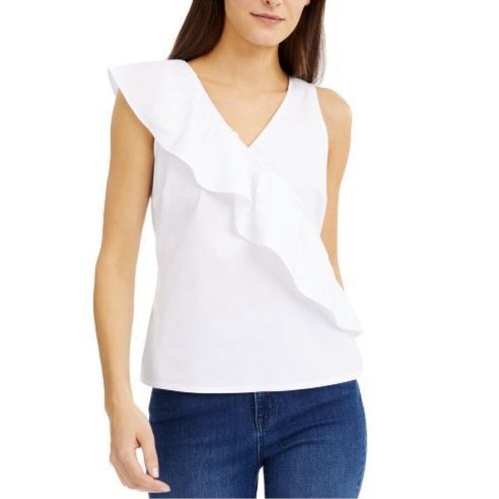 White Ruffle Sleeveless Top